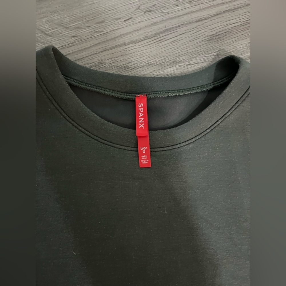Spanx Cotton Crewneck Tee Olive Green - Picture 4 of 5